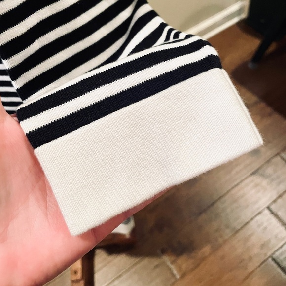 Banana Republic Factory 3/4 sleeve stretch knit sweater dress SZ M black white - Picture 6 of 9